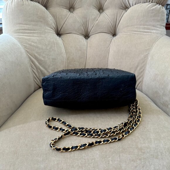 VTG Auth LUC BENOIT Genuine Ostrich Black Chain Shoulder Bag...GORGEOUS! - Picture 7 of 9